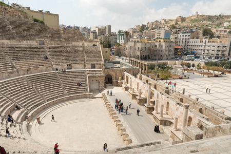 View on the ancient Roman Theater located in capital of Jordan, Ammanのeditorial素材