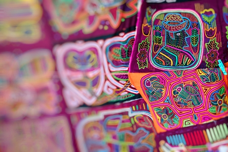 Street stall with hand-made souvenirs from Panama cityの写真素材