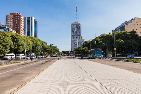 BUENOS AIRES, ARGENTINA -  JANUARY 30, 2018: July 9th Avenue in Buenos Aires, Argentina. It's a major street in city.のeditorial素材