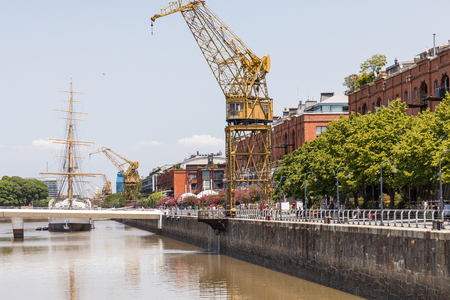 BUENOS AIRES, ARGENTINA -  FEBRUARY 02, 2018: Shipyard in picturesque neighborhood of La Boca, in Buenos Aires, Argentina.のeditorial素材