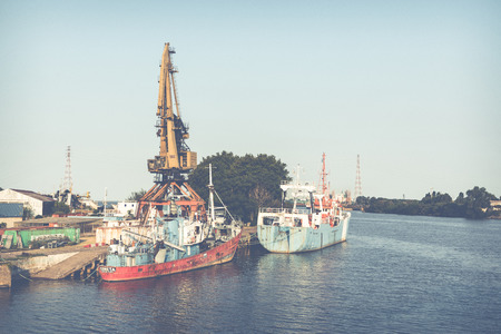 BUENOS AIRES, ARGENTINA -  FEBRUARY 02, 2018: Shipyard in picturesque neighborhood of La Boca, in Buenos Aires, Argentina.のeditorial素材