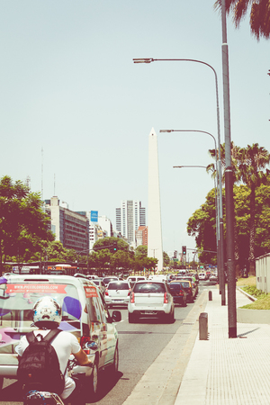 BUENOS AIRES, ARGENTINA -  JANUARY 30, 2018: The Obelisk a major touristic destination in Buenos Aires, Argentinaのeditorial素材