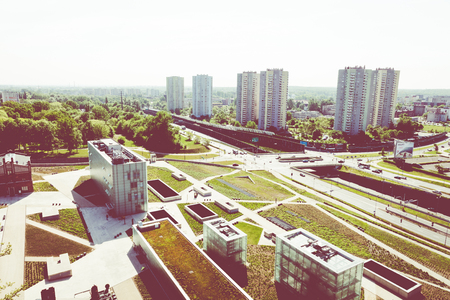 KATOWICE, POLAND - MAY 05, 2018: Panoramic view in modern district of Katowice, Silesia, South of Poland.のeditorial素材
