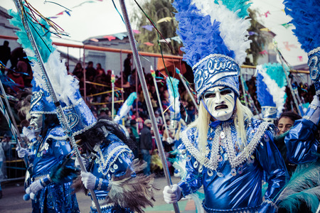 ORURO, BOLIVIA - FEBRUARY 10, 2018: Dancers at Oruro Carnival in Bolivia, declared UNESCO Cultural World Heritag on February 10, 2018 in Oruro, Boliviaのeditorial素材