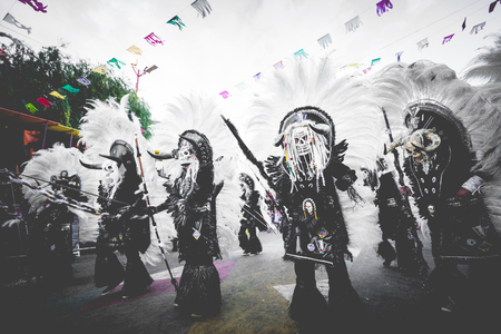 ORURO, BOLIVIA - FEBRUARY 10, 2018: Dancers at Oruro Carnival in Bolivia, declared UNESCO Cultural World Heritag on February 10, 2018 in Oruro, Boliviaのeditorial素材