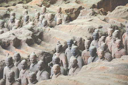 XIAN, CHINA - MAY 24, 2018: The Terracotta Army warriors at the tomb of Chinaâs First Emperor in Xian. Unesco World Heritage site.のeditorial素材