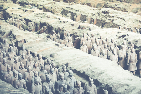 XIAN, CHINA - MAY 24, 2018: The Terracotta Army warriors at the tomb of Chinaâs First Emperor in Xian. Unesco World Heritage site.のeditorial素材