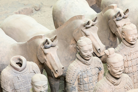 XIAN, CHINA - MAY 24, 2018: The Terracotta Army warriors at the tomb of Chinaâs First Emperor in Xian. Unesco World Heritage site.のeditorial素材