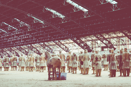XIAN, CHINA - MAY 24, 2018: The Terracotta Army warriors at the tomb of Chinaâs First Emperor in Xian. Unesco World Heritage site.のeditorial素材