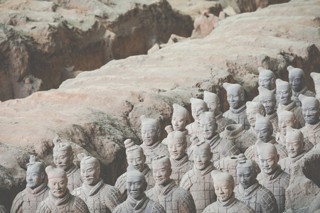 XIAN, CHINA - MAY 24, 2018: The Terracotta Army warriors at the tomb of Chinaâs First Emperor in Xian. Unesco World Heritage site.のeditorial素材