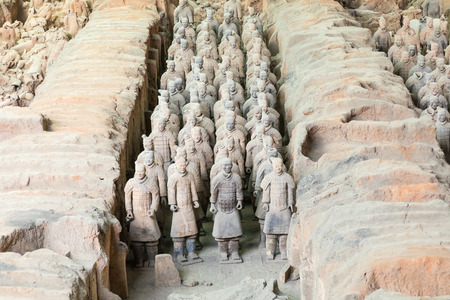XIAN, CHINA - MAY 24, 2018: The Terracotta Army warriors at the tomb of Chinaâs First Emperor in Xian. Unesco World Heritage site.のeditorial素材