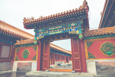 Ancient architecture of the palaces complex in the Forbidden City, Beijing, China.のeditorial素材