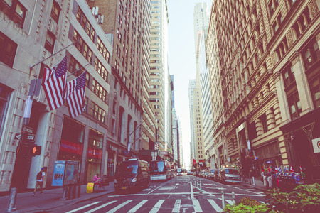 NEW YORK - SEPTEMBER 2, 2018: New York City street road in Manhattan at summer time, many cars,...