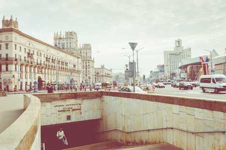 MINSK, BELARUS - SEPTEMBER 11, 2018: View of center of Minsk. Station Square. Minsk. Belarus.のeditorial素材