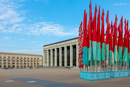 MINSK, BELARUS - SEPTEMBER 11, 2018: Palace of the Republic of Belarus on October square in Minsk.のeditorial素材