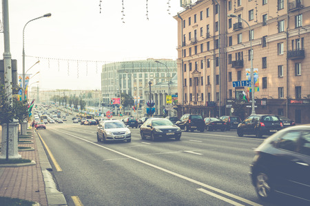 MINSK, BELARUS - SEPTEMBER 11, 2018: View of the old historic center of Minsk, Belarus.のeditorial素材