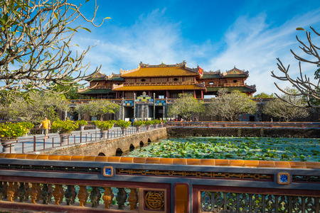 HUE, VIETNAM - NOVEMBER 17, 2018: Imperial Royal Palace of Nguyen dynasty in Hue, Vietnam. Unesco World Heritage Site.のeditorial素材