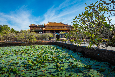 HUE, VIETNAM - NOVEMBER 17, 2018: Imperial Royal Palace of Nguyen dynasty in Hue, Vietnam. Unesco World Heritage Site.のeditorial素材