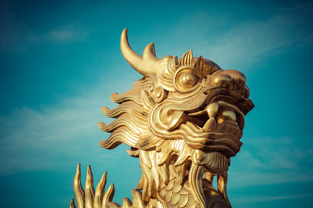 Dragon Statue. Imperial Royal Palace of Nguyen dynasty in Hue, Vietnam. Unesco World Heritage Site.のeditorial素材