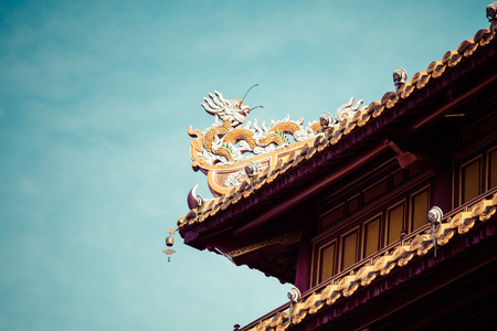 Imperial Royal Palace of Nguyen dynasty in Hue, Vietnam. Unesco World Heritage Site, close up