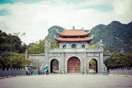 HOA LU, VIETNAM - NOVEMBER 15, 2018:  Temple of Dinh Tien Hoang at Hoa Lu Ninh Binh, first capital of Vietnam. Popular tourist destination in Ninh Binh Province.のeditorial素材