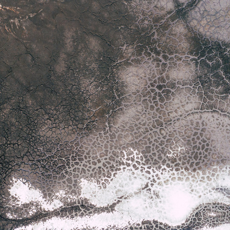 Aerial view of degraded landscape. Destroyed land. View from above. Industrial place. Photo captured...