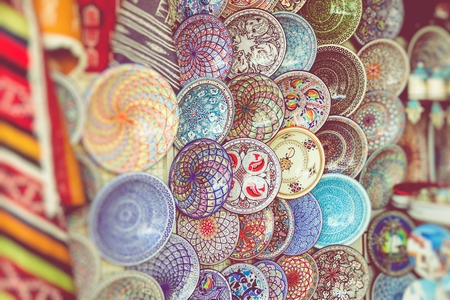 Traditional souvenir in tunisian market, Tunisia. Selective Focus.