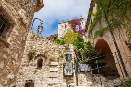 EZE, FRANCE - JUNE 04, 2019: Old traditional architecture of Eze village. Cote d'Azur France....