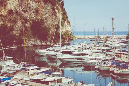 MONTE CARLO, MONACO - JUNE 04, 2019: Fontvielle Harbour, Monaco, on the French Riviera.のeditorial素材