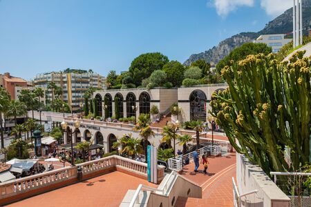 MONTE CARLO, MONACO - JUNE 04, 2019: Fontvielle Harbour, Monaco, on the French Riviera.のeditorial素材