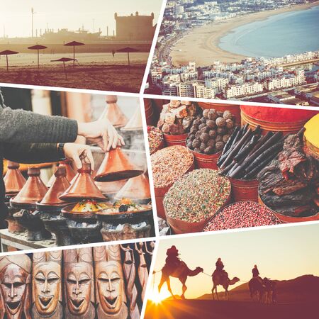 Collage of typical places in Morocco - my photosの写真素材