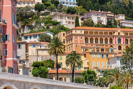 MENTON, FRANCE - JUNE 05, 2019: Old town architecture of Menton on French Riviera. Provence-Alpes-Cote d'Azur, France.のeditorial素材