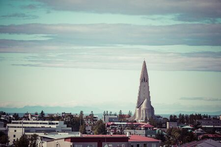 REYKJAVIK, ICELAND - JUNE 09, 2019: Hallgrimskirkja Cathedral in Reykjavik, Iceland.のeditorial素材