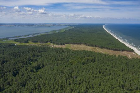 Aerial view of Vistula Spit, place for the future canal construction. Photo made by drone from...