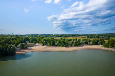 Aerial view of Ruissalo island. Turku. Finland. Nordic natural landscape. Photo made by drone from above.の写真素材