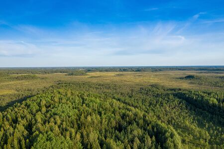 Aerial view of Kurjenrahka National Park. Turku. Finland. Nordic natural landscape. Scandinavian...