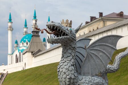 KAZAN, RUSSIA - SEPTEMBER 15, 2019: View on Kul Sharif mosque in Kazan Kremlin, one of the largest mosques in Russia. The Republic of Tatarstan in Russia.のeditorial素材