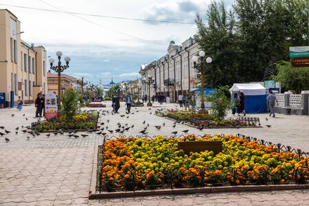 ULAN UDE, RUSSIA - SEPTEMBER 06, 2019: Ulitsa Lenina is a pedestrian arbat street in the center of Ulan-Ude city, Republic of Buryatia, Russia.のeditorial素材