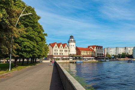 KALININGRAD, RUSSIA - SEPTEMBER 04, 2019: View of Buildings on Fishing Village in Kaliningrad, Russia.のeditorial素材