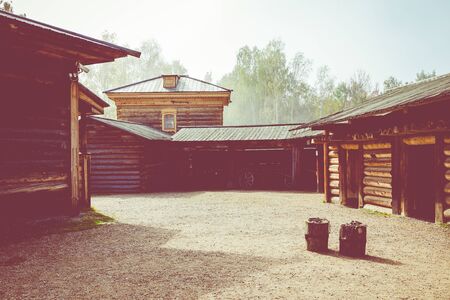 TALTSY,  IRKUTSK REGION, RUSSIA - SEPTEMBER 09, 2019: Traditional Siberian wooden house in the...