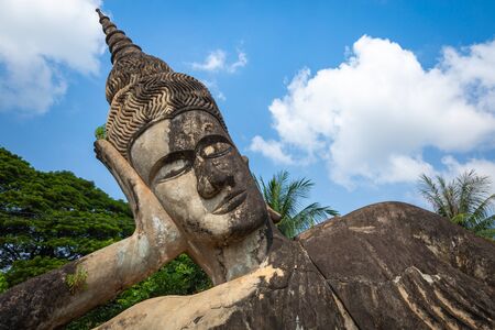 Buddha park Xieng Khouane in Vientiane, Laos. Famous travel tourist landmark of Buddhist stone statues and religious figures.の写真素材