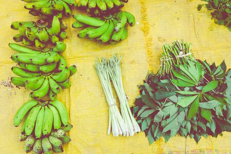 Fruits and vegetables on a street market, Laosの写真素材