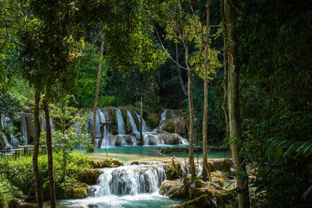 Tad Sae Waterfall in Luang prabang province, Laosの写真素材