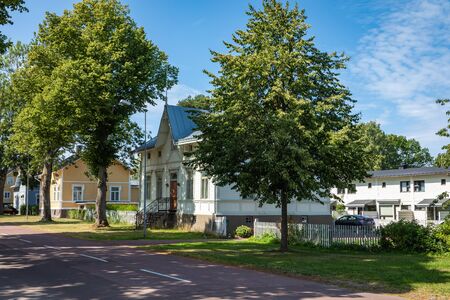 ALAND ISLANDS, MARIEHAMN - FINLAND - AUGUST 06, 2019: City center of Mariehamn, Aland archipelago, Finland.のeditorial素材
