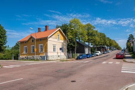 ALAND ISLANDS, MARIEHAMN - FINLAND - AUGUST 06, 2019: City center of Mariehamn, Aland archipelago, Finland.のeditorial素材