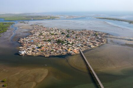 Aerial view of Joal Fadiouth. UNESCO site  Photo made by drone from above. Africa Landscapes.の写真素材