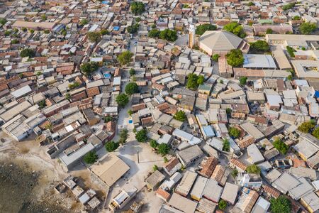 Aerial view of Joal Fadiouth. UNESCO site  Photo made by drone from above. Africa Landscapes.