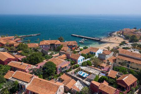 Aerial view of Goree Island. GorÃ©e. Dakar, Senegal. Africa. Photo made by drone from above....