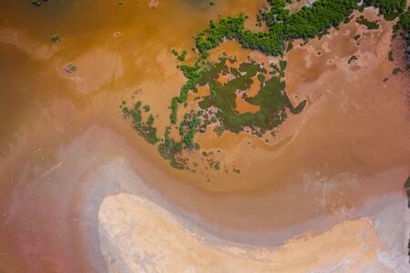 Aerial view of national reserve in south of Gambia, West Africa. Photo made by drone from above.の写真素材