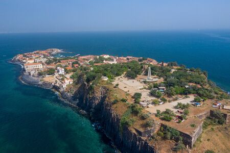 Aerial view of Goree Island. GorÃ©e. Dakar, Senegal. Africa.  made by drone from above.    Site.の写真素材